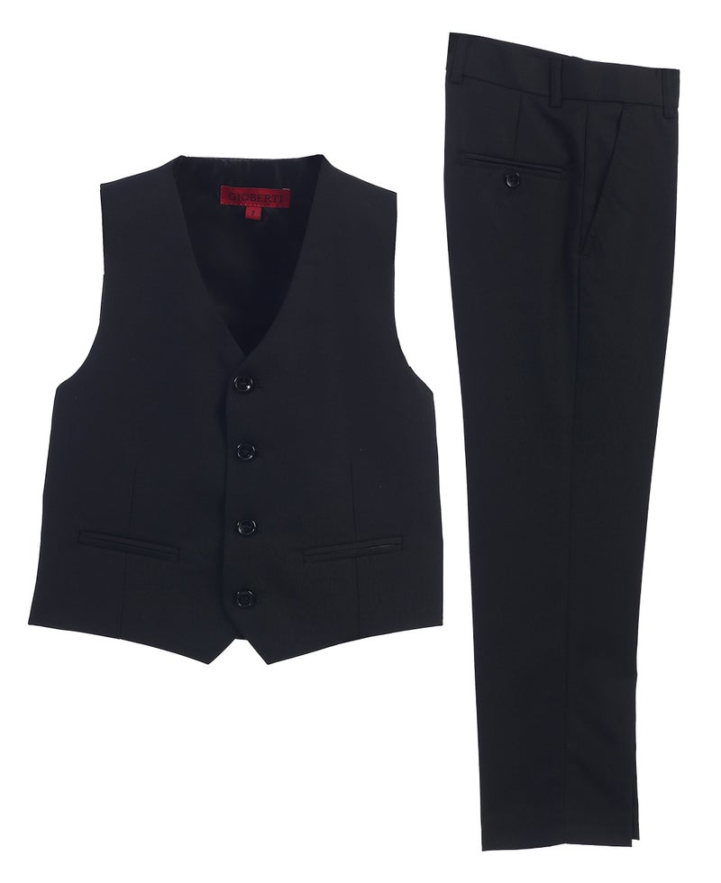 Gioberti 2 Piece Kids Boys Black Vest and Pants Formal Set, 14 - Image 1